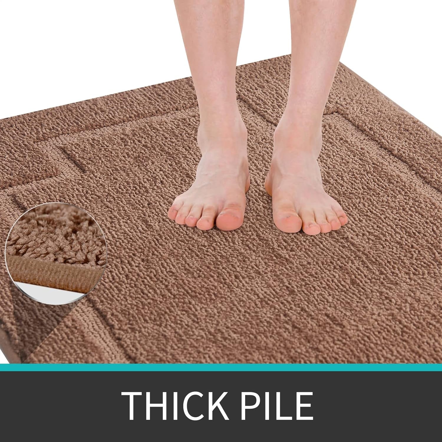 Bath Rugs Set 3 Pieces Bathroom Mat Soft Absorbent Plush Shaggy Soft Floor Non Slip Shower Bath Tub Machine Washable BARK