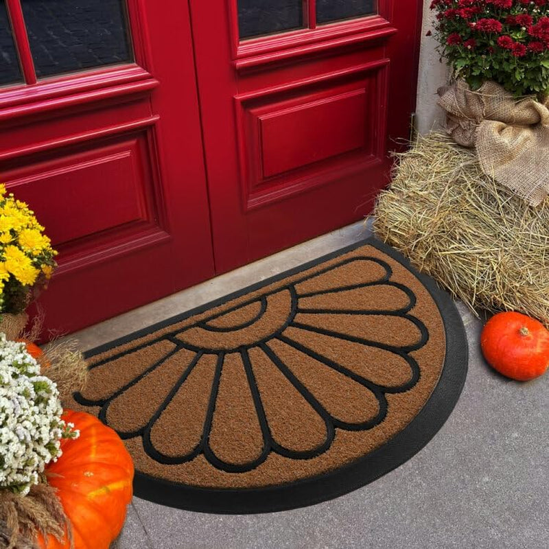 Front Door Mat - Low Pile Front Door Mat outside Entrance - Muddy Dirt Trapping Welcome Matt Outdoor - Rubber Backing anti Slip Indoor Doormat Entrance, 30" X 17", Bright Brown