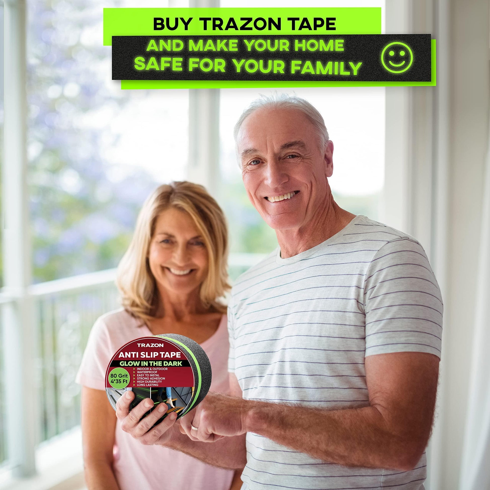 Grip Tape anti Slip for Stairs Outdoor Indoor 4 Inch X 35 Feet Glow in the Dark