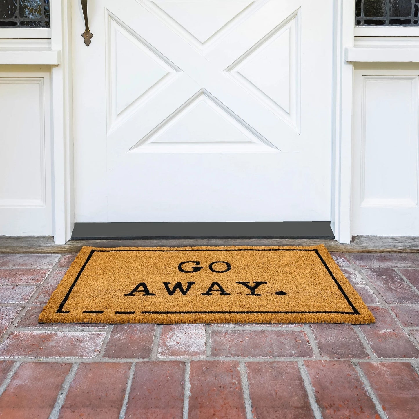 Go Away Doormat, Funny Front Door Welcome Mat for Outdoor Porch or Patio, Natural Coco Coir (17 X 30 In)