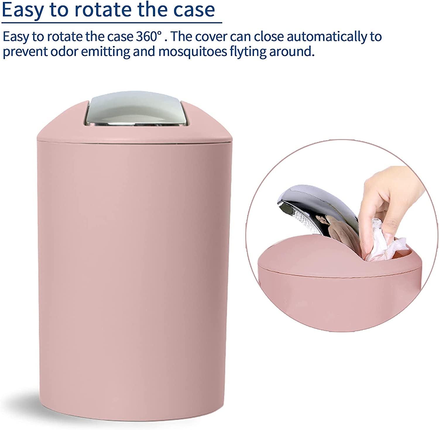 6 Pcs Pink Bathroom Accessories Set - Toothbrush Holder, Toothbrush Cup, Soap Dispenser, Soap Dish, Toilet Brush, Trash Can, Bathroom Decor Sets Accessories (Pink)