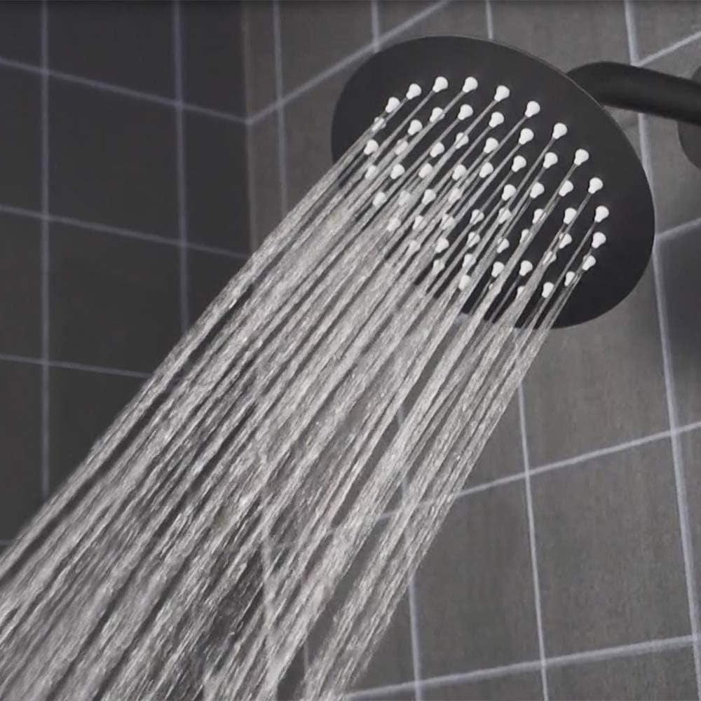Rain Shower Head, Ultra-Thin Design-Pressure Boosting, Awesome Some Experience, High Flow Stainless Steel Rainfall Head (6 Inch,Matte Black)