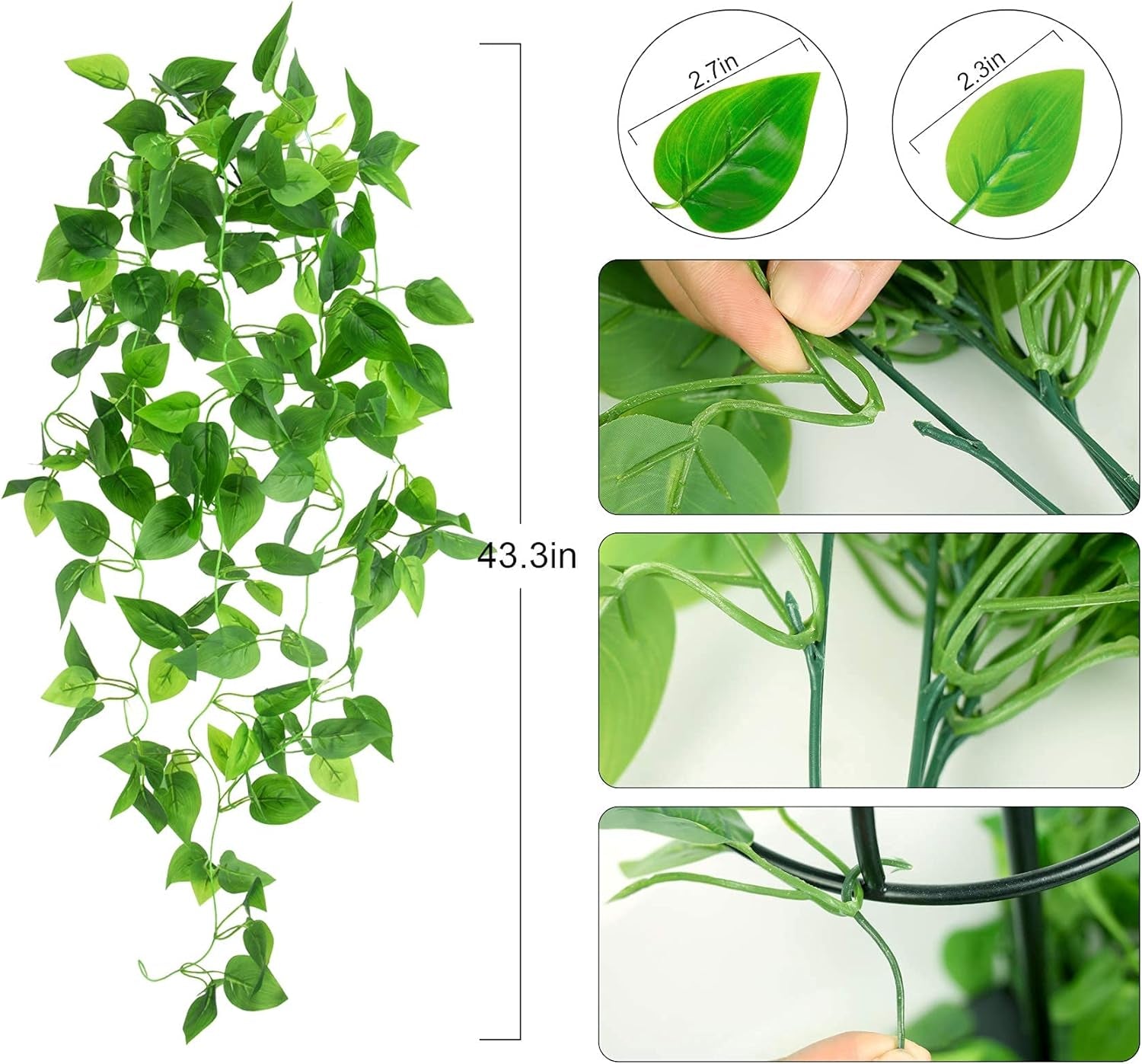 4Pcs Artificial Hanging Plants 3.6Ft Fake Ivy Vines, Fake Hanging Plants Artificial Plants for Kitchen Garden Wedding Indoor Outdoor Decoration