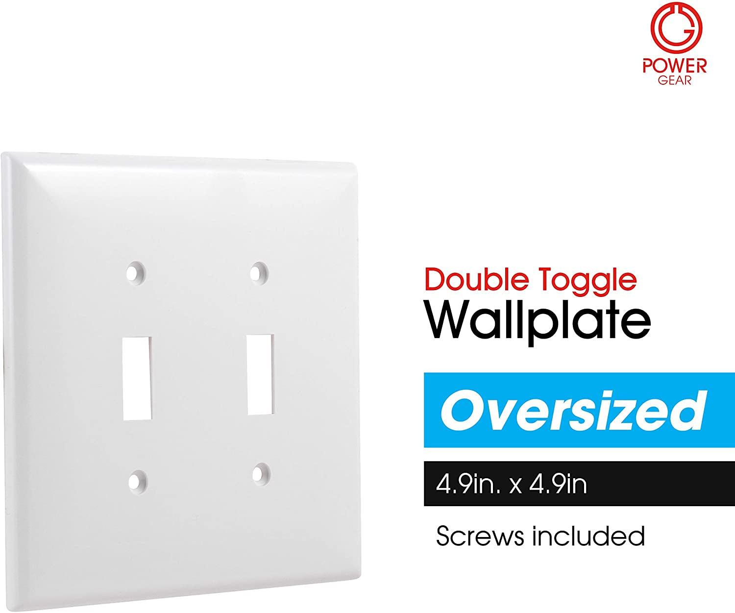 Double Wall Plates Cover, 2 Gang, Light Switch Cover, 0.32" X 4.47", Outlet Covers, Screws Included, White, 44756