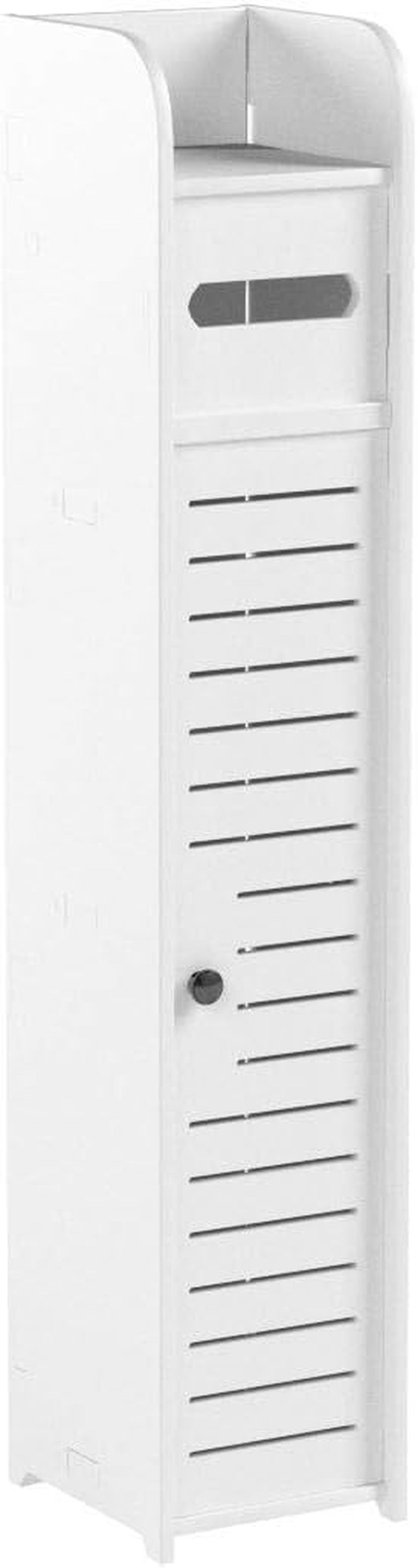 Stylish White Toilet Paper Holder Stand - Perfect Small Bathroom Storage Solution!