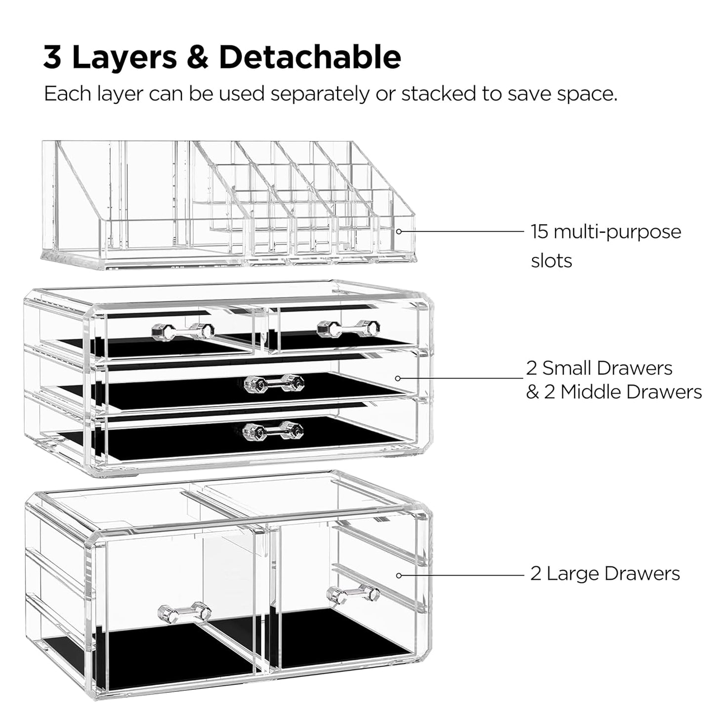Desk Organizer with 6 Drawers, Large Stackable Pencil Pen Holder & Art Supplies Storage, Multi-Functional Desktop Organizers and Accessories for Office, Home, School