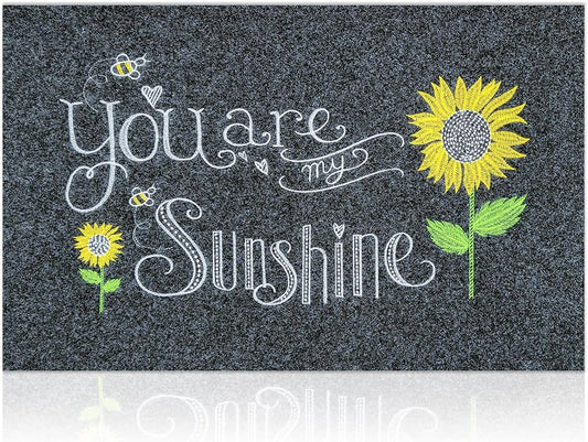 Large Welcome Sunflower Doormat 24"X36" Mat for Front Door Flower Spring Summer Doormat Floral Door Mats for Home Entrance Floral Garage Patio Outdoor Entry