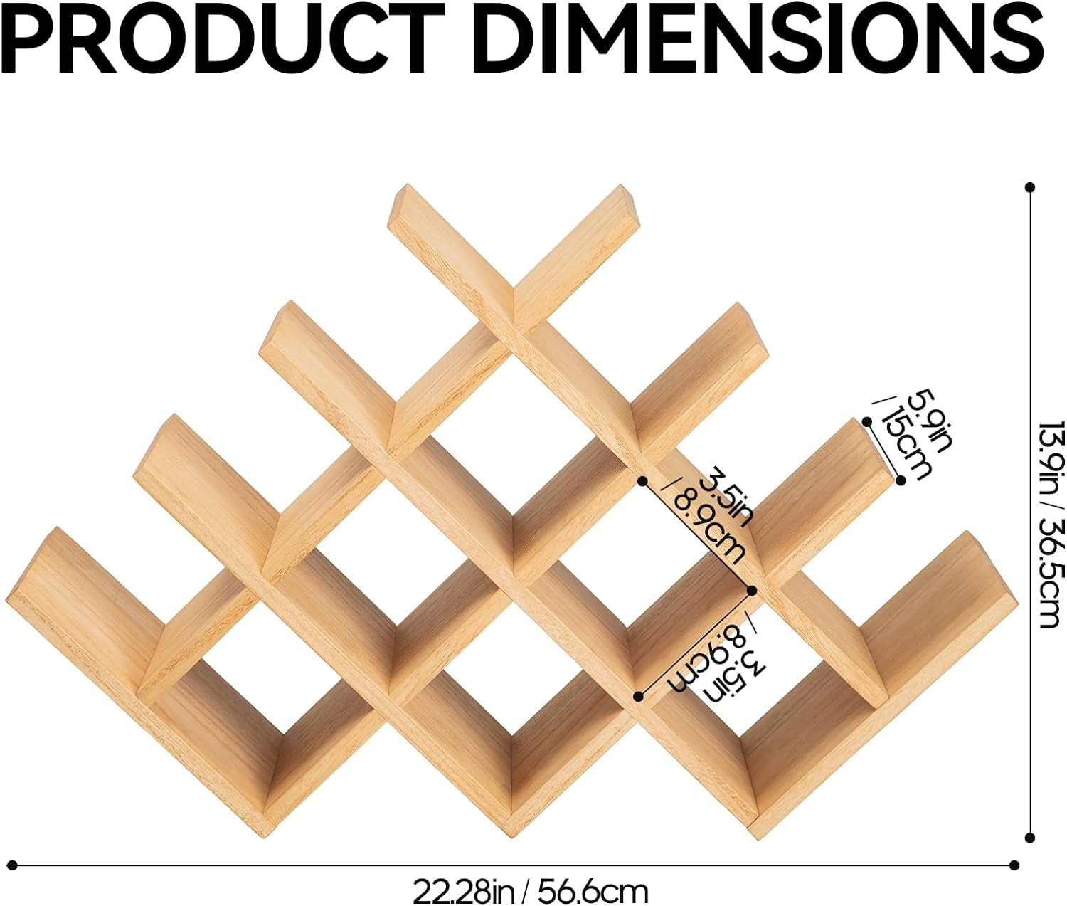 Wooden 13-Bottle Wine Rack - Nature Wood 4-Tier Wine Display Rack/Free Standing and Countertop Storage Shelf - Bottle Holder/Cabinet Glass XHJJ4-NA