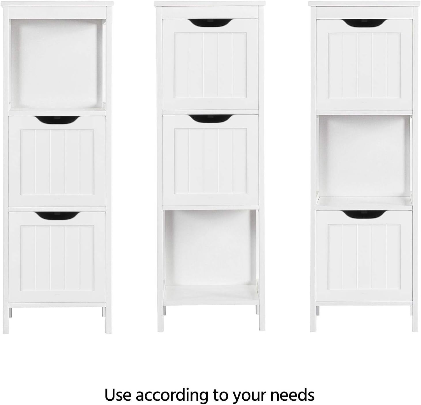 Bathroom Floor Cabinet, Wooden Storage Cabinet with 2 Drawers, Multifunctional Side Organizer Rack Stand Table, White