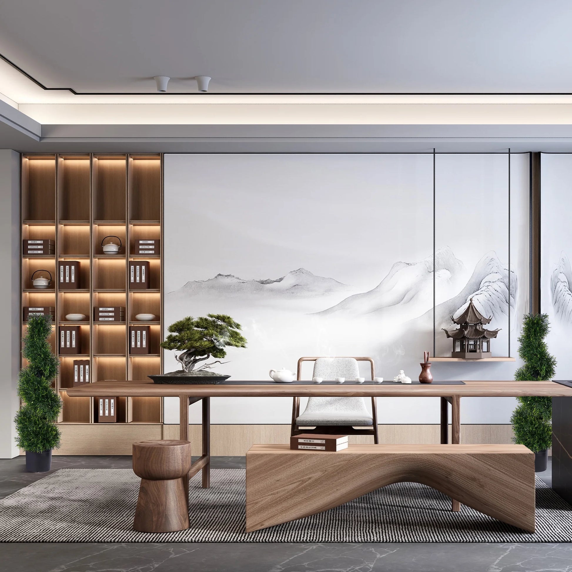 3FT Artificial Spiral Cypress Tree,Topiary Trees Artificial Outdoor-Indoor Outdoor Decor - Plastic Pots - Set of 2