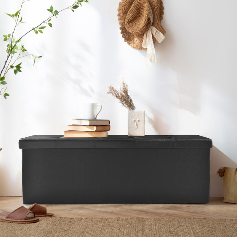 45 Inches Large Folding Storage Ottoman Bench with Memory Foam