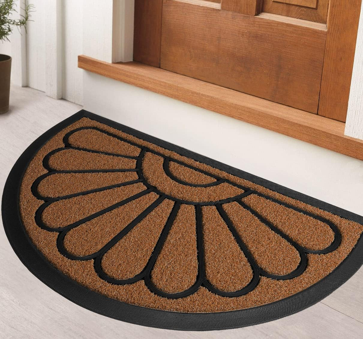 Front Door Mat - Low Pile Front Door Mat outside Entrance - Muddy Dirt Trapping Welcome Matt Outdoor - Rubber Backing anti Slip Indoor Doormat Entrance, 30" X 17", Bright Brown
